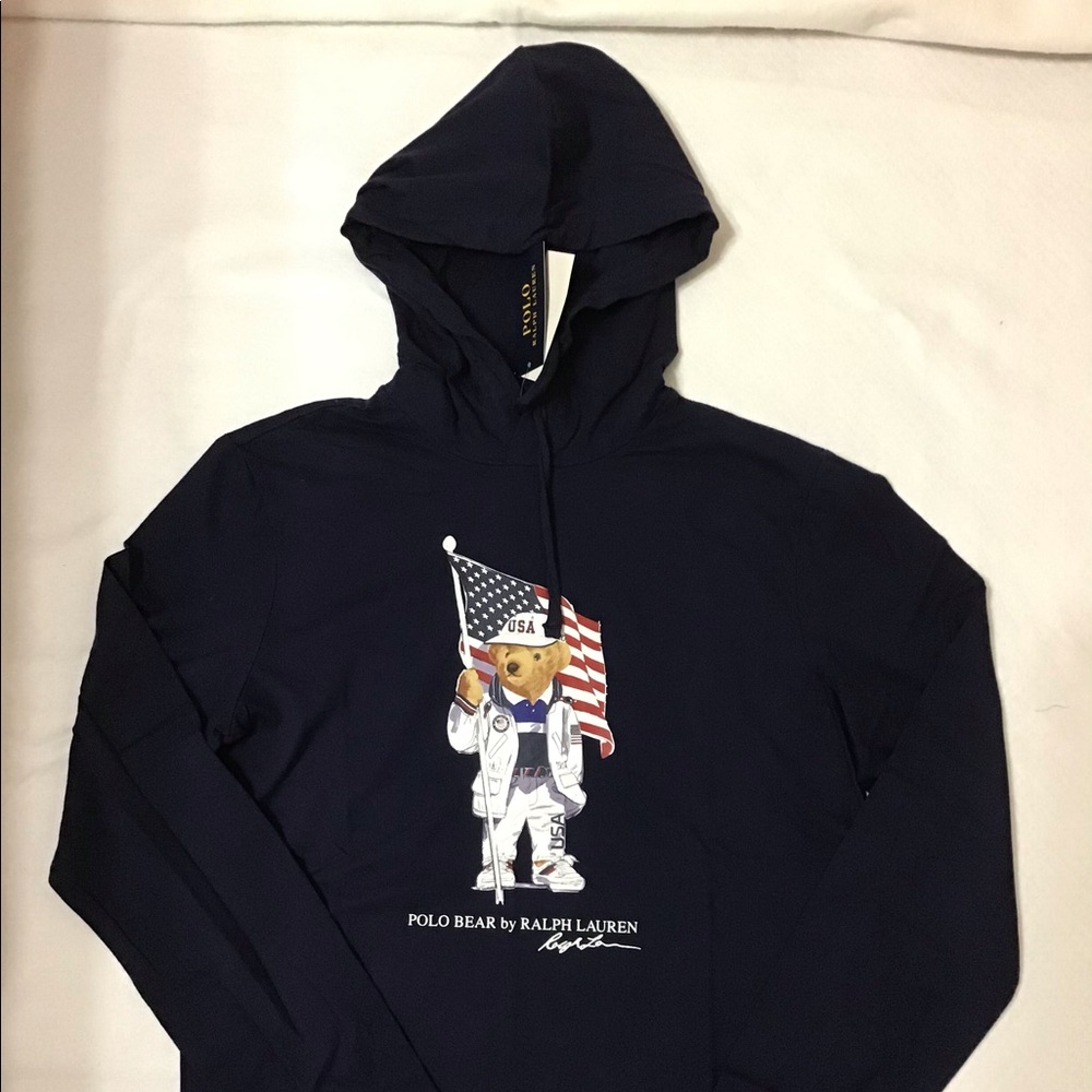 POLO RALPH LAUREN MENS HOODIE COTTON BEAR T-SHIRT